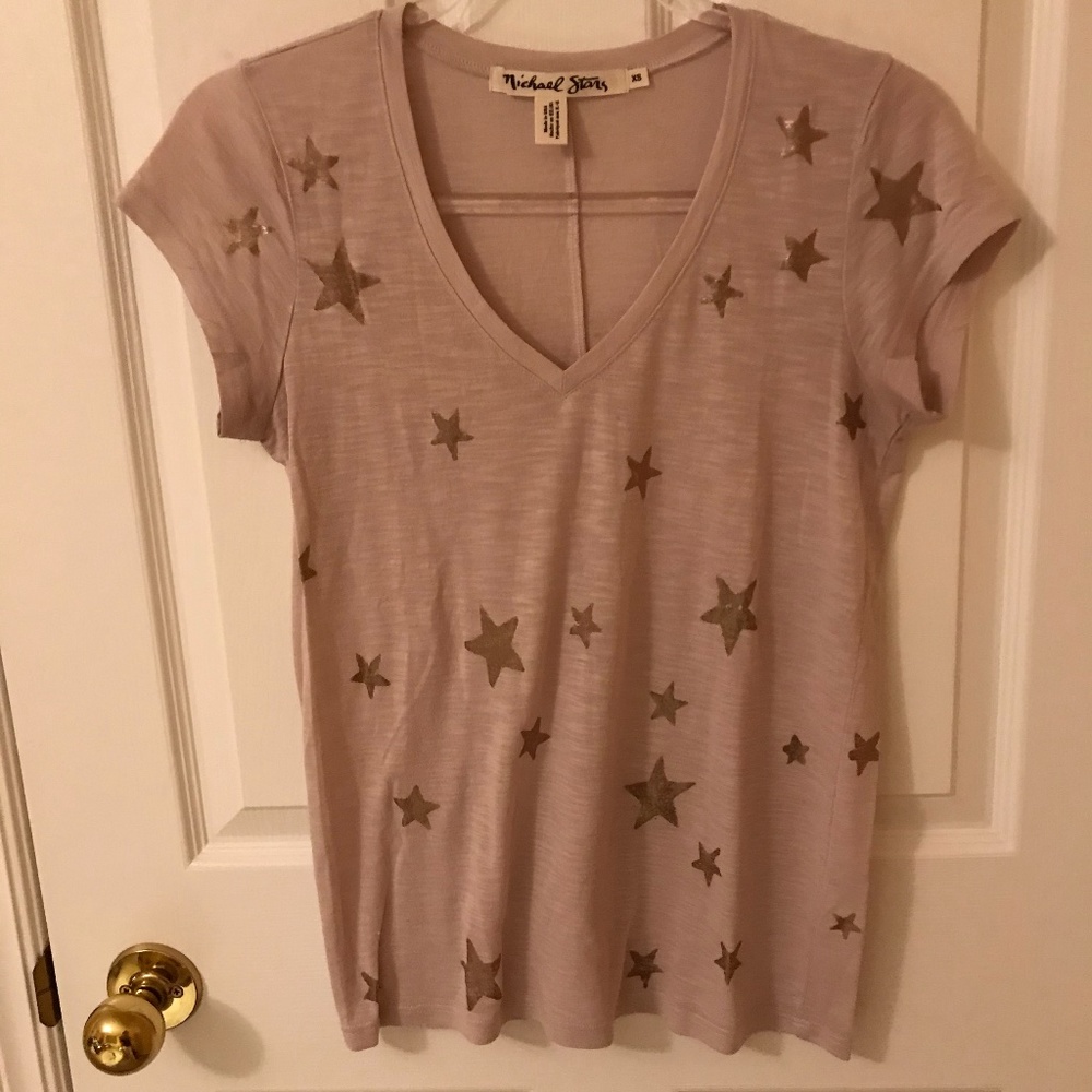 2/$15 MICHAEL STARS Tee with Gold Stars Size XS